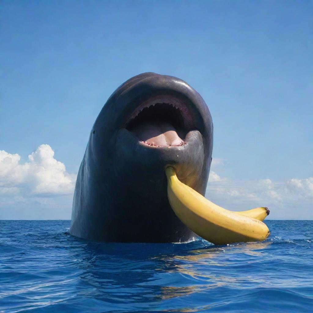 The Worlds Largest Sperm Whale Hugs a Giant Banana