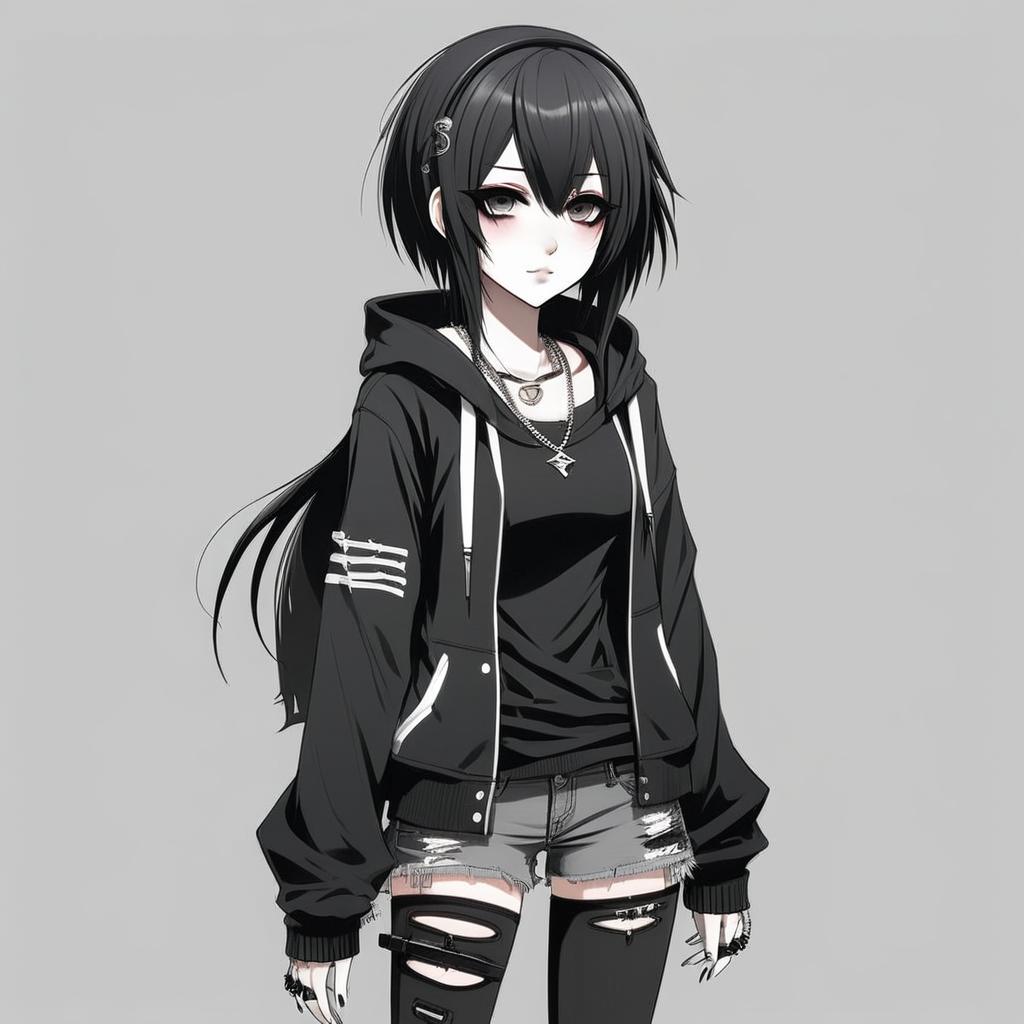 Vibrant Emo Anime Girl - Contrast of Light and Dark