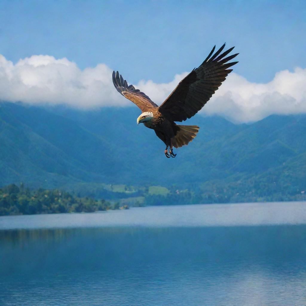 Garuda Soars Over Serene Lake Toba