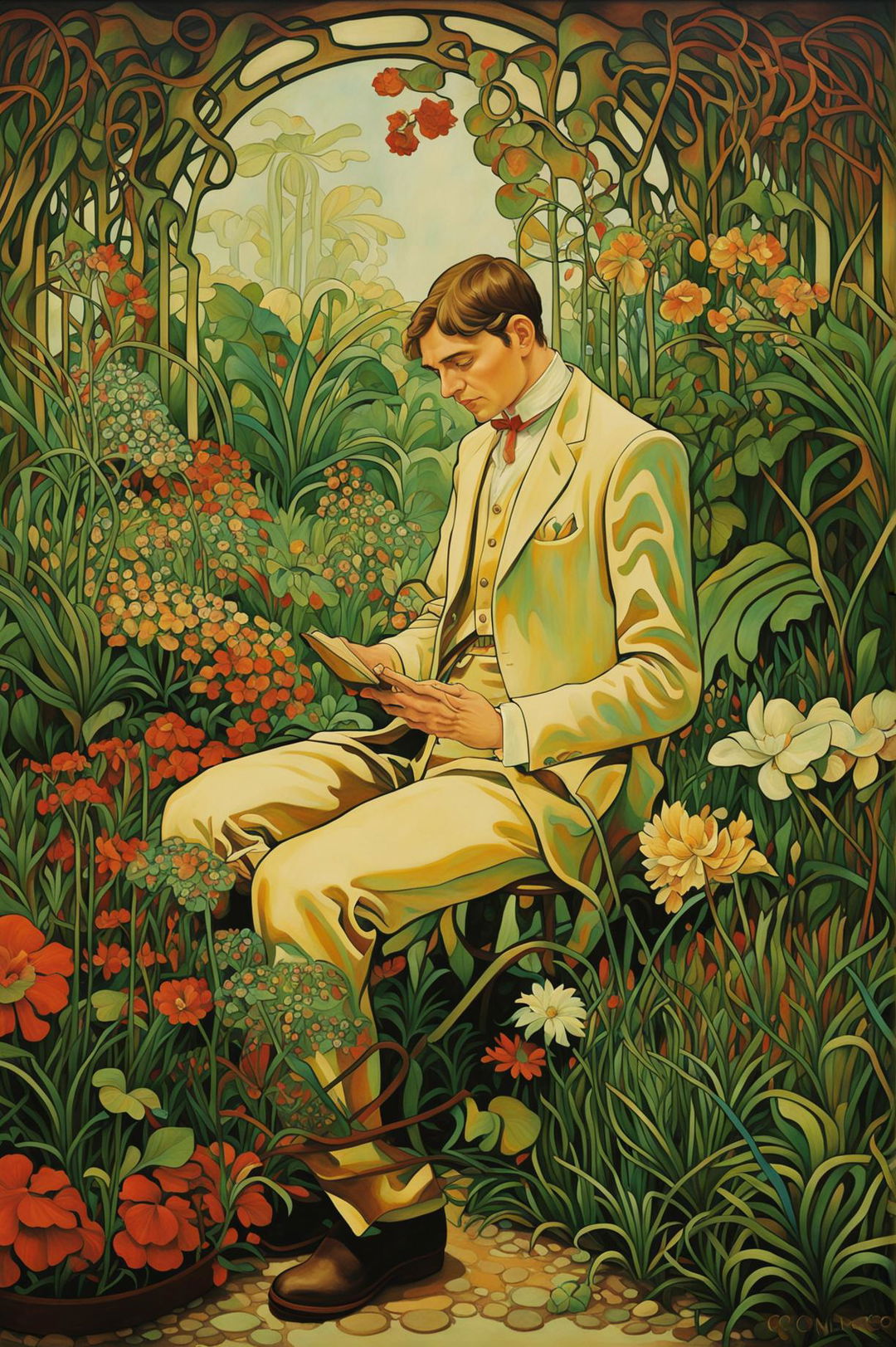 Whispers in the Garden: An Art Nouveau Masterpiece