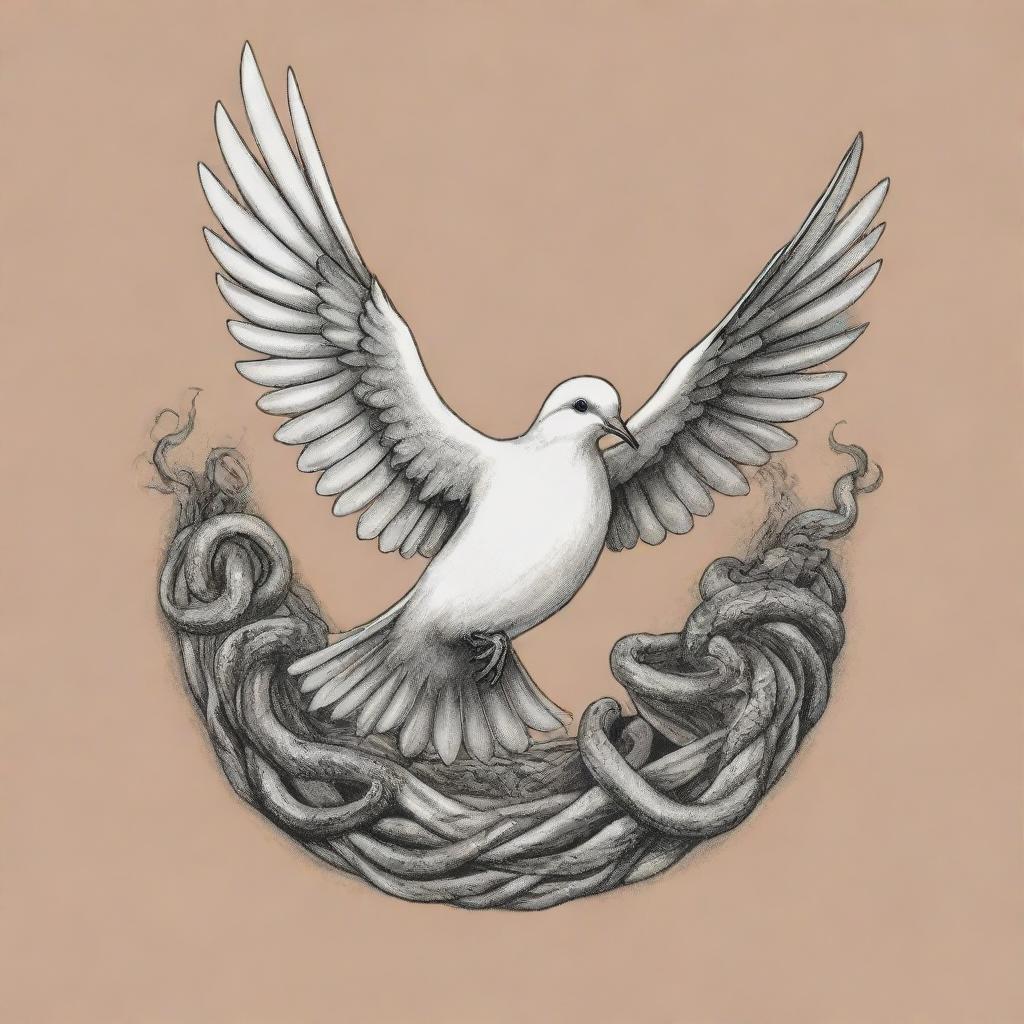 Rise Above: Dove Escaping Snakes Tattoo