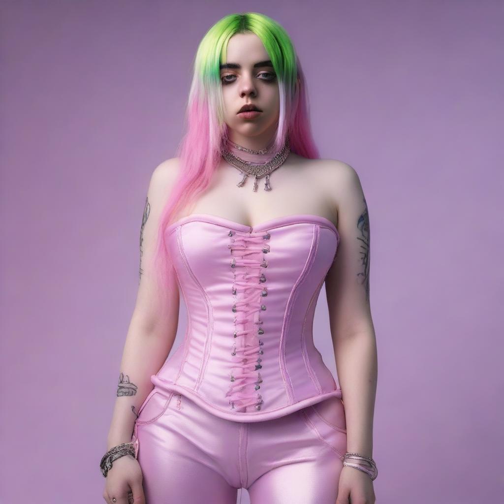Billie Eilish Dazzles in Pink Corset Look