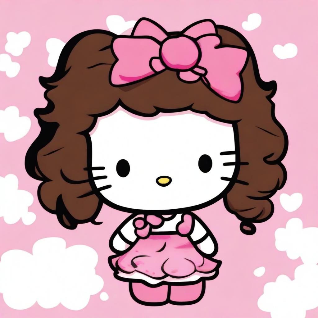 Adorable Hello Kitty with Long, Curly Hair