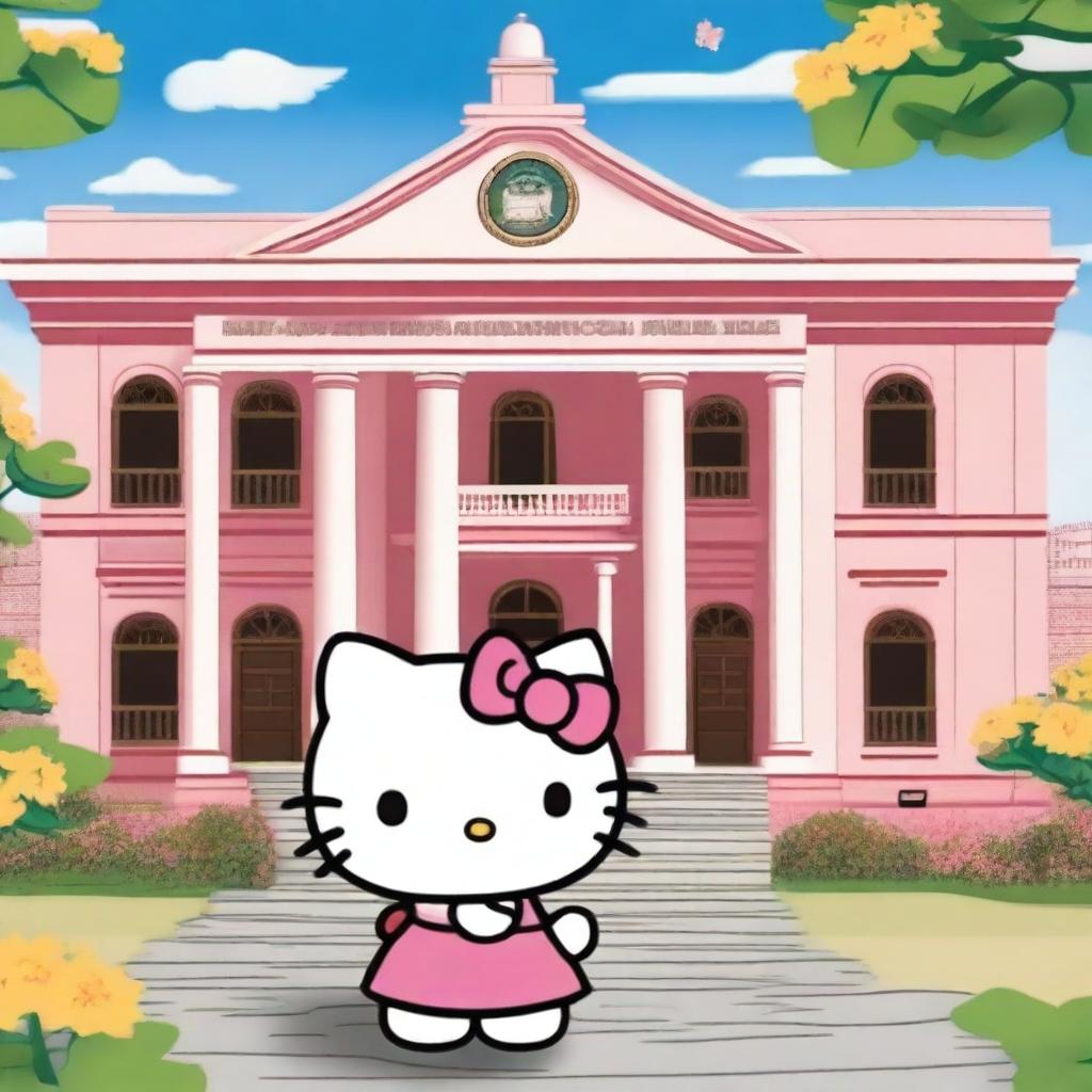 Hello Kitty Explores the Nacional Library of El Salvador