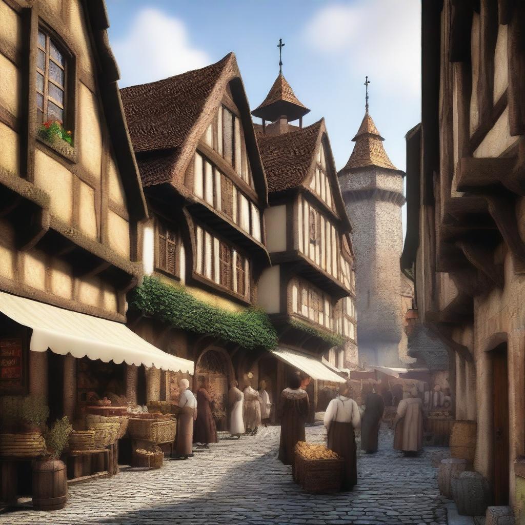 Streets of Yore: A Bustling Medieval Metropolis