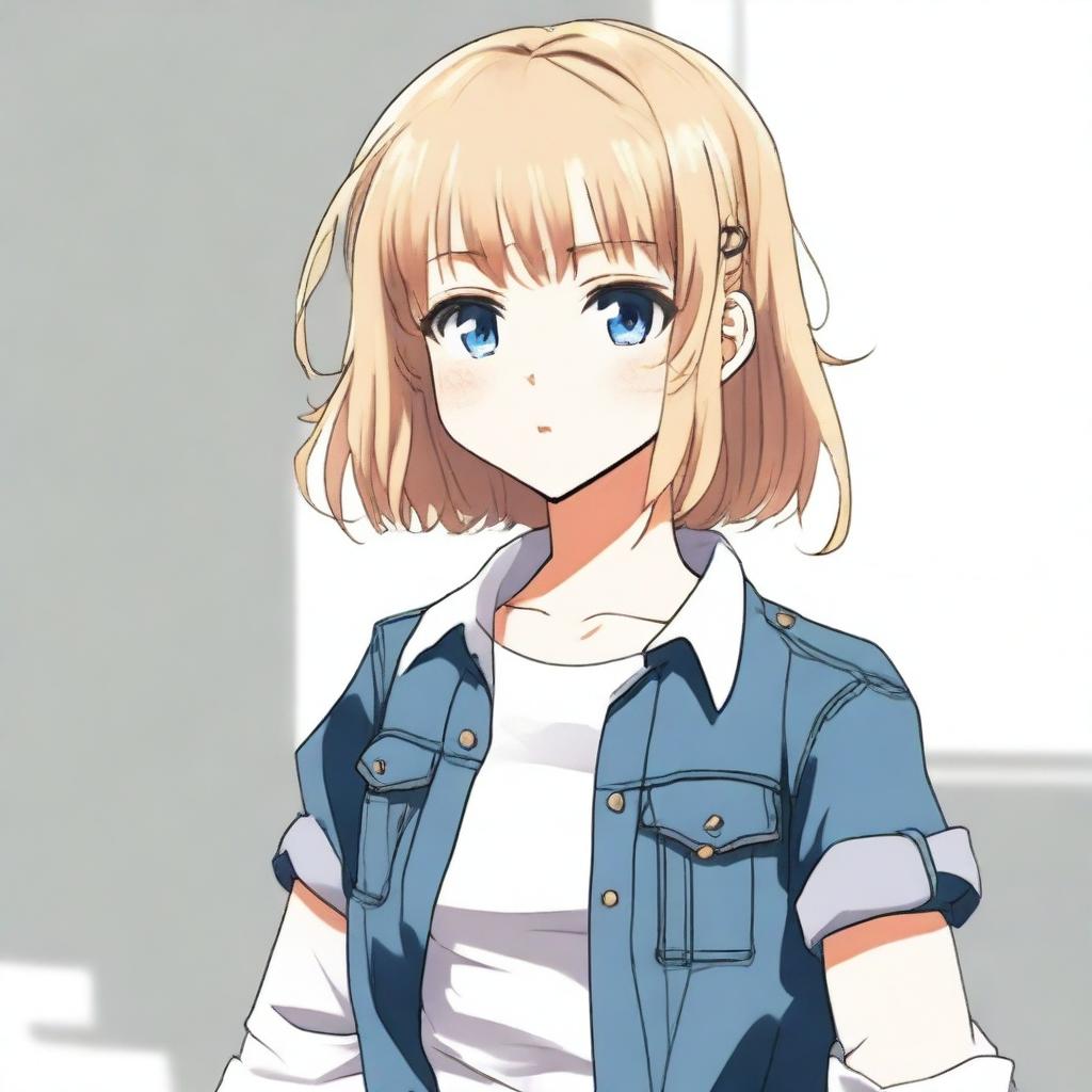 Cute Anime Girl with Blond Hair