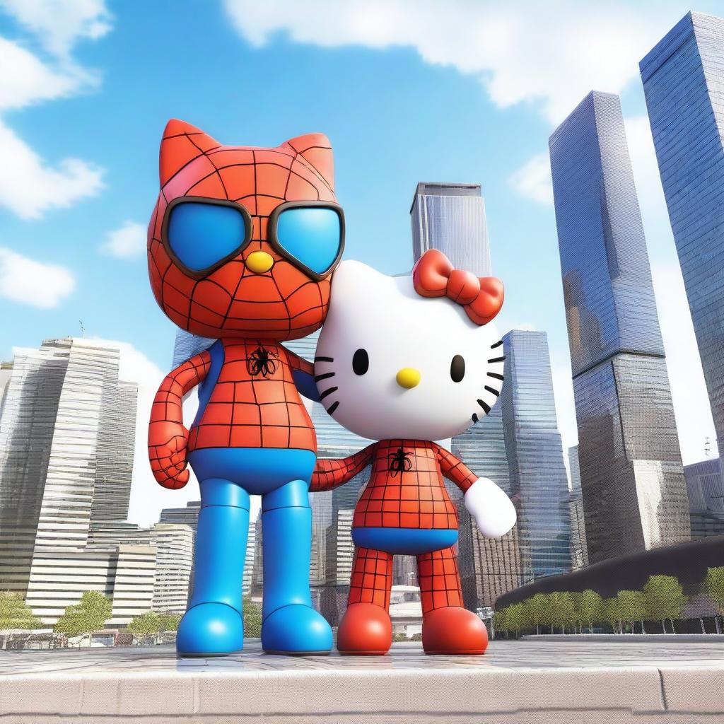 Feline Frenzy Meets Web-Slinging Hero: Hello Kitty and Spider-Man Unite