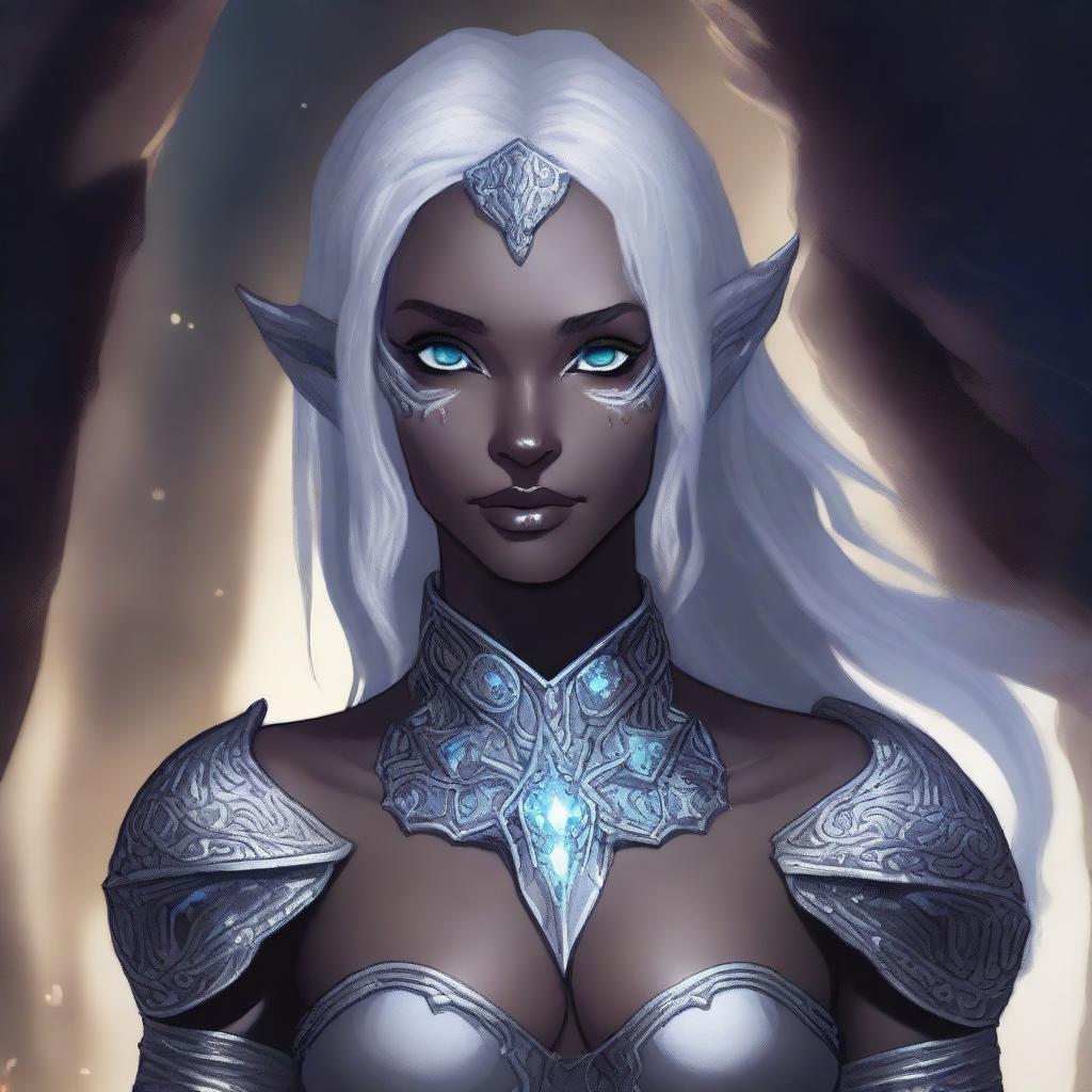 Dark Elf Artwork: Wavy Hair & Grey Skin