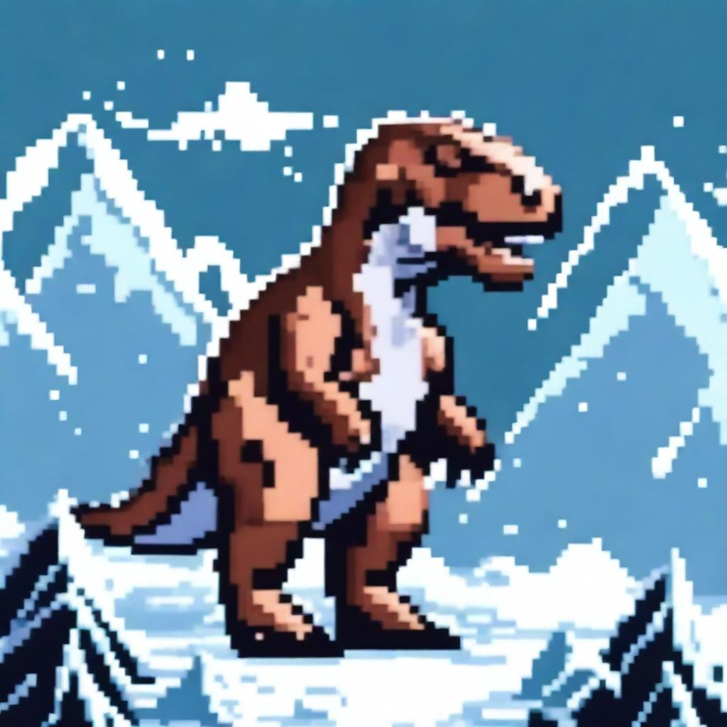 Brave the Icy Hellscape: T-Rex Pixel Art Profile