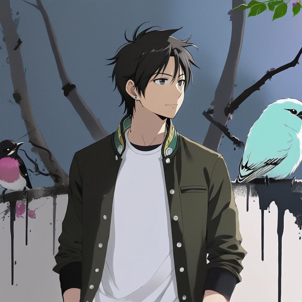 Curious Encounters: Boy and Parrot in the Forest
