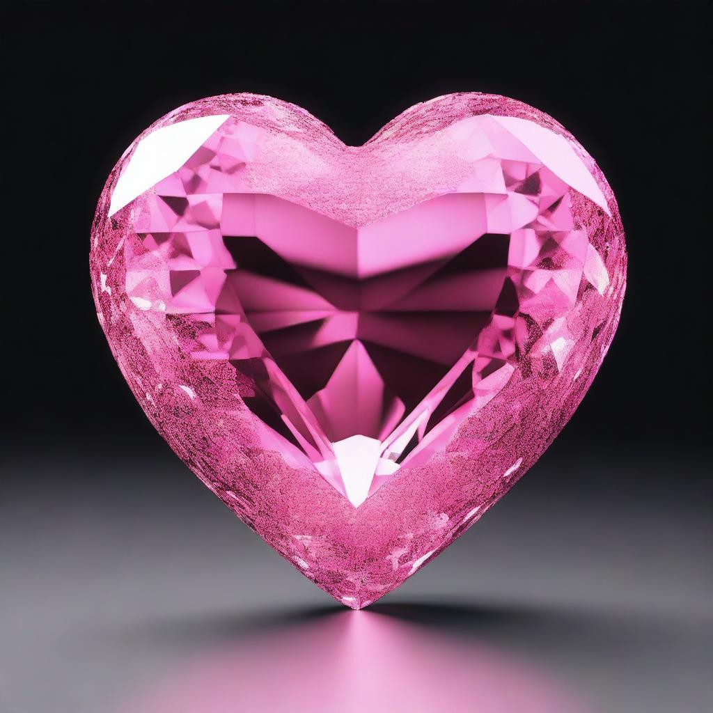 Glistening Pink Crystal Heart in 3D