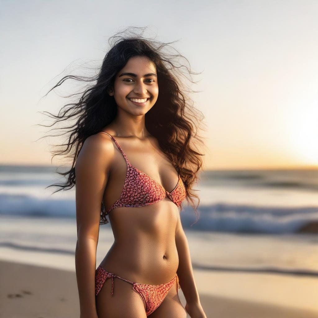 Embrace the Waves: Confident Indian Girl in Bikini