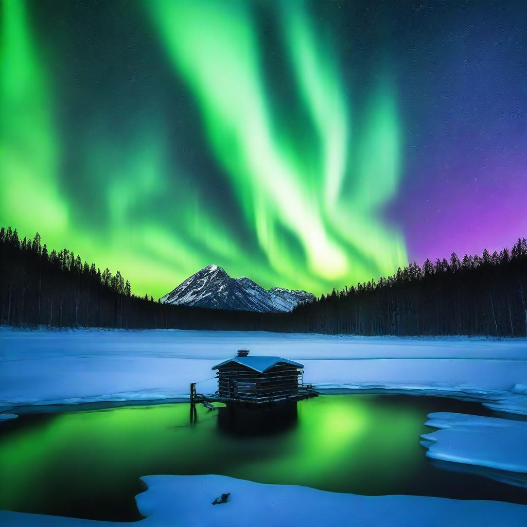 Chill in the Air: A Frozen Lake at Night