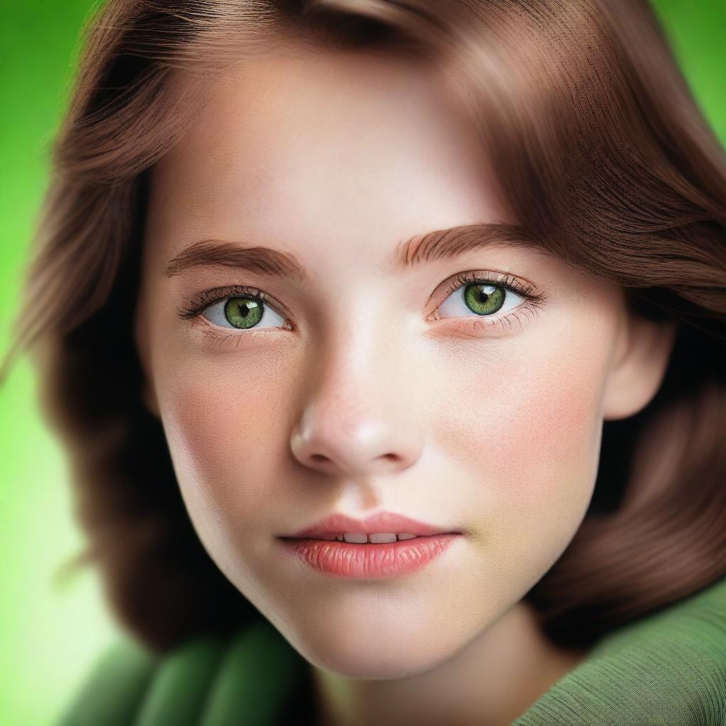 Discover the Beauty: American Girl with Brown Hair and Green Eyes