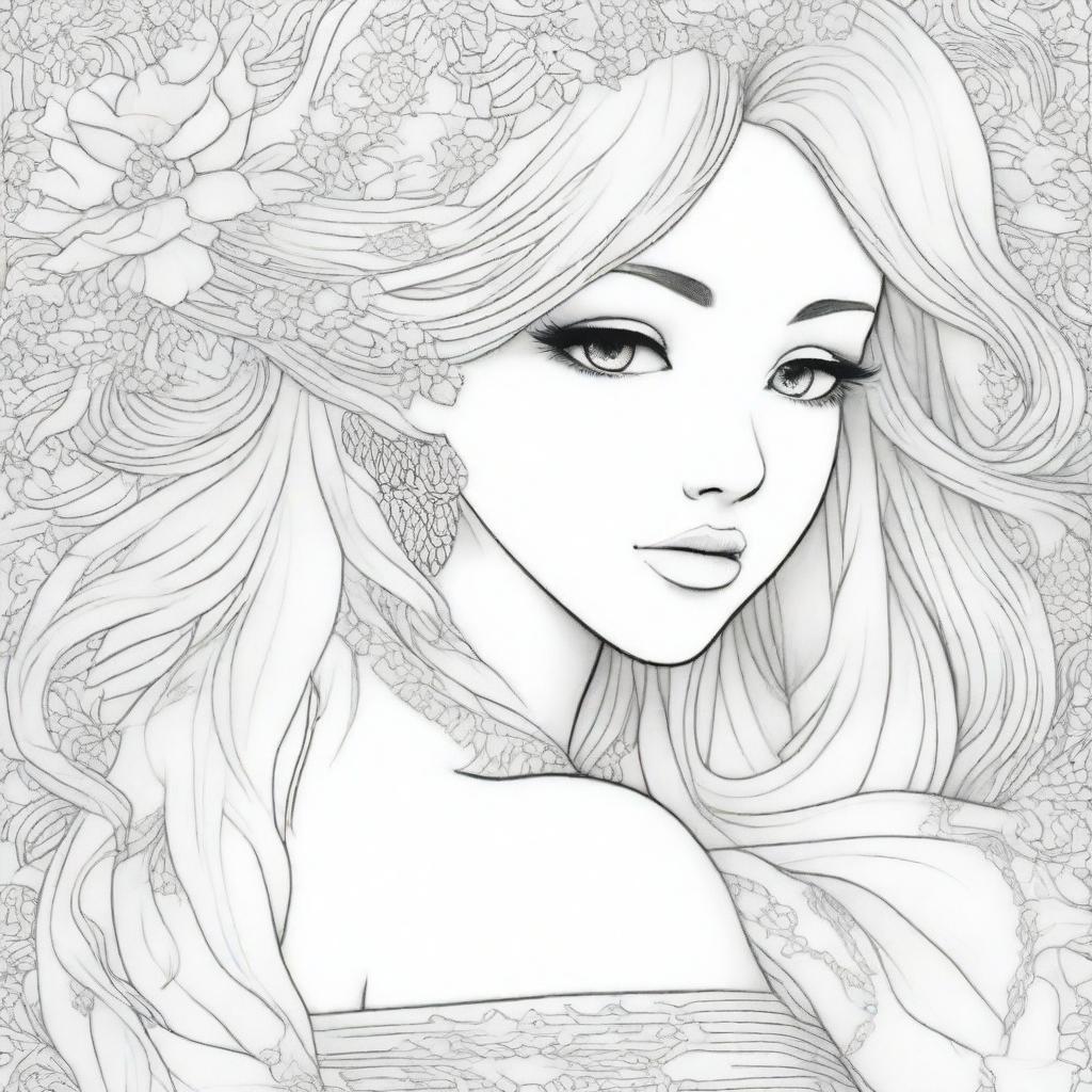 Create Your Own Adult Anime Coloring Page: Featuring a Stunning Woman