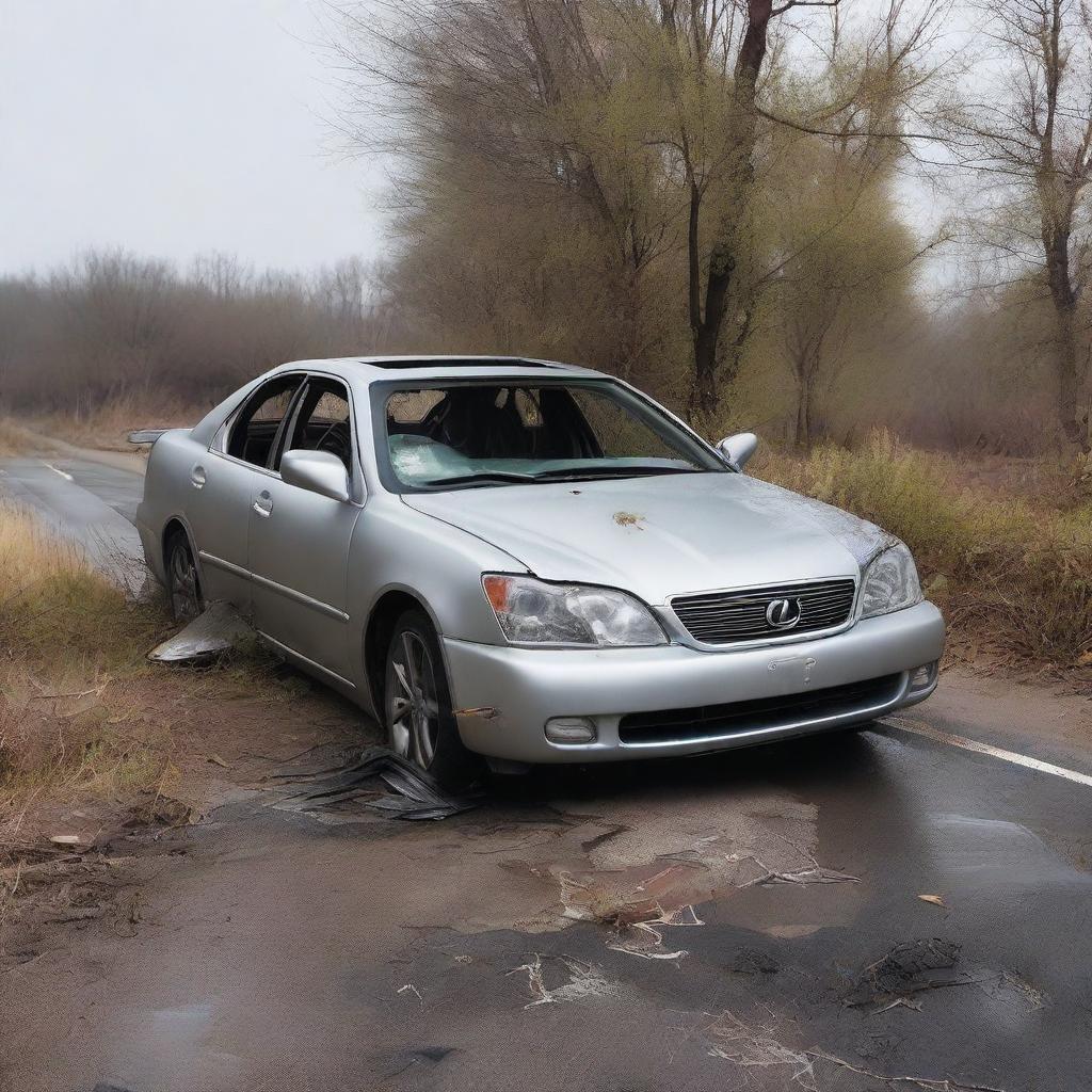 Abandoned Memories: A Wrecked Silver Lexus