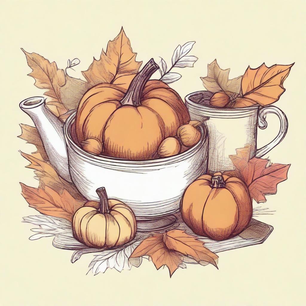 Vintage Autumn Clip Art Illustration
