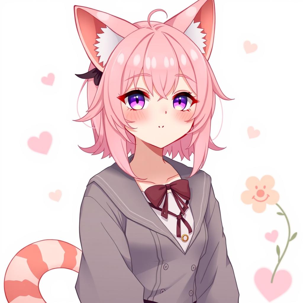 Charming Femboy Neko: Pink-Haired Delight