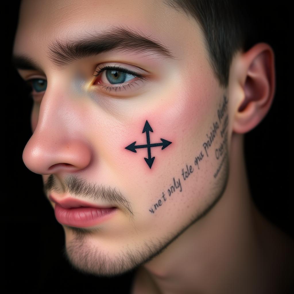 Bold & Authentic: Small Masculine Face Tattoo Design