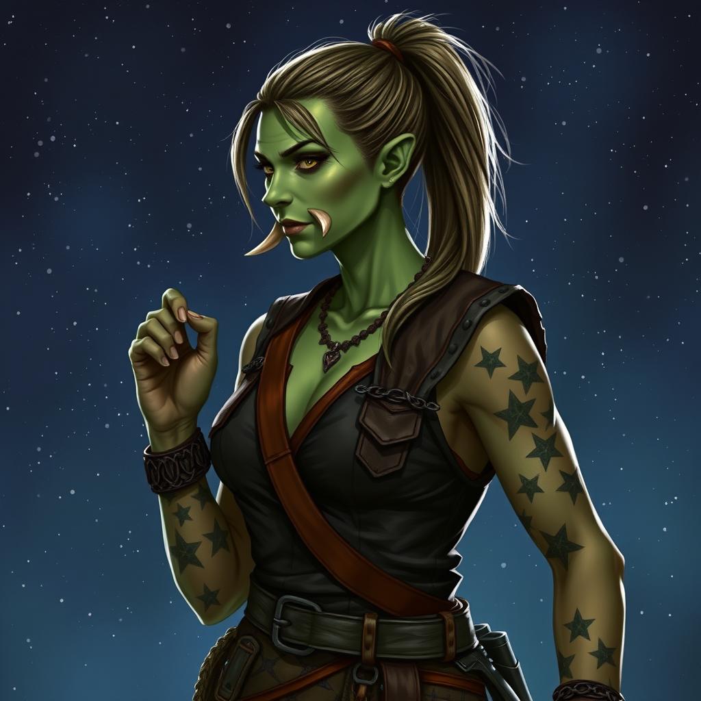 Fantasy Half-Orc Druid: Whispering Winds of the Wild