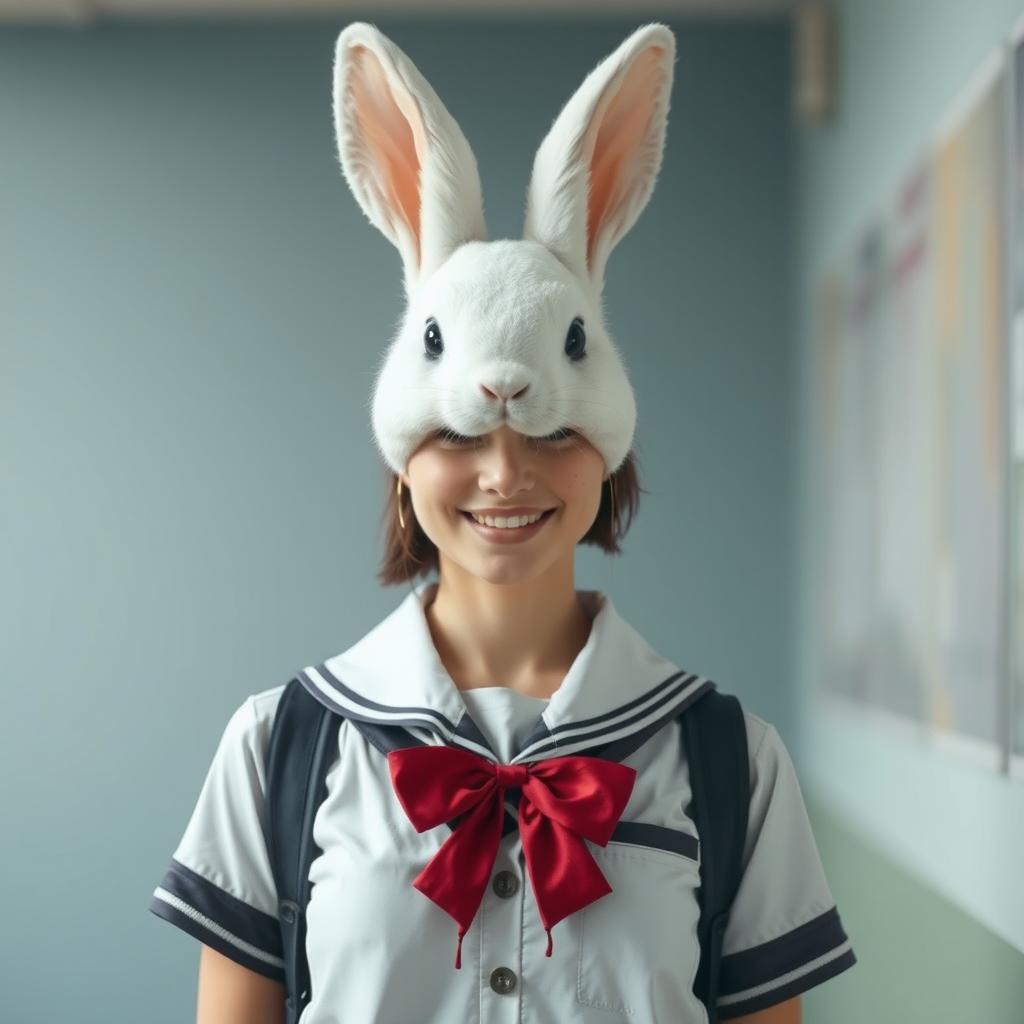 Meet the Unlikely Hybrid: White Rabbit Head Meets Human Body