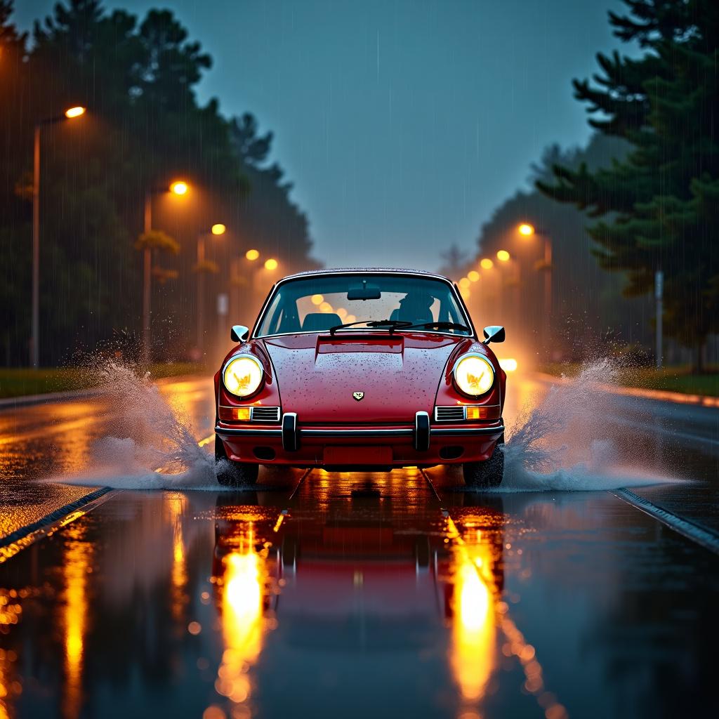 Rainy Night Ride: Classic Porsche 911