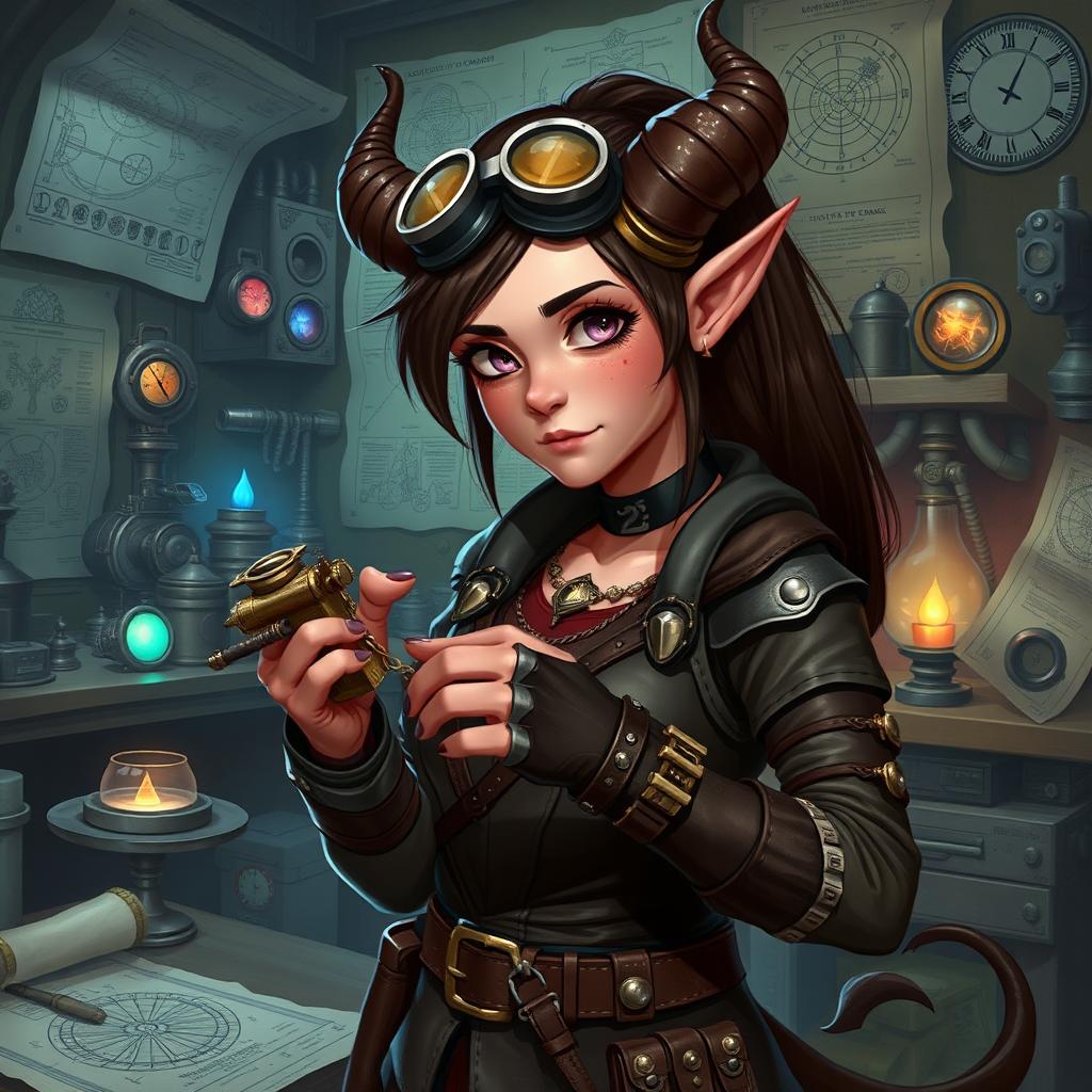 Magic in Her Veins: Tiefling Artificer Girl