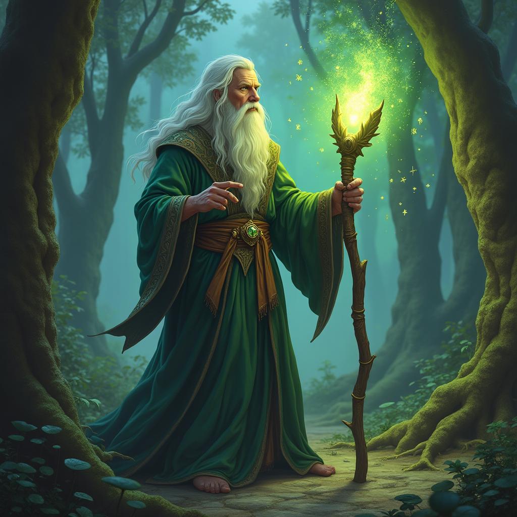 Mystical Wizard in a Flowing Robe