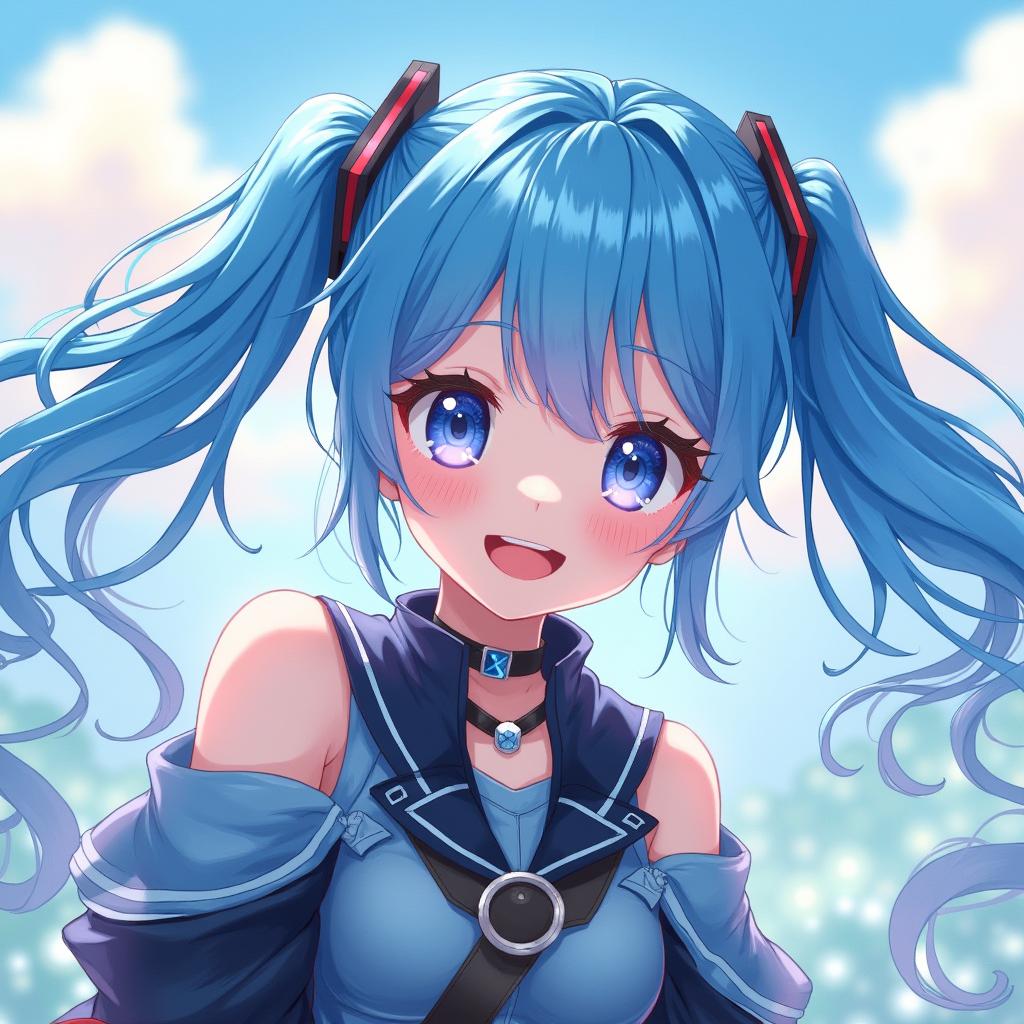 Stunning Digital Art: Blue-Haired Anime Girl