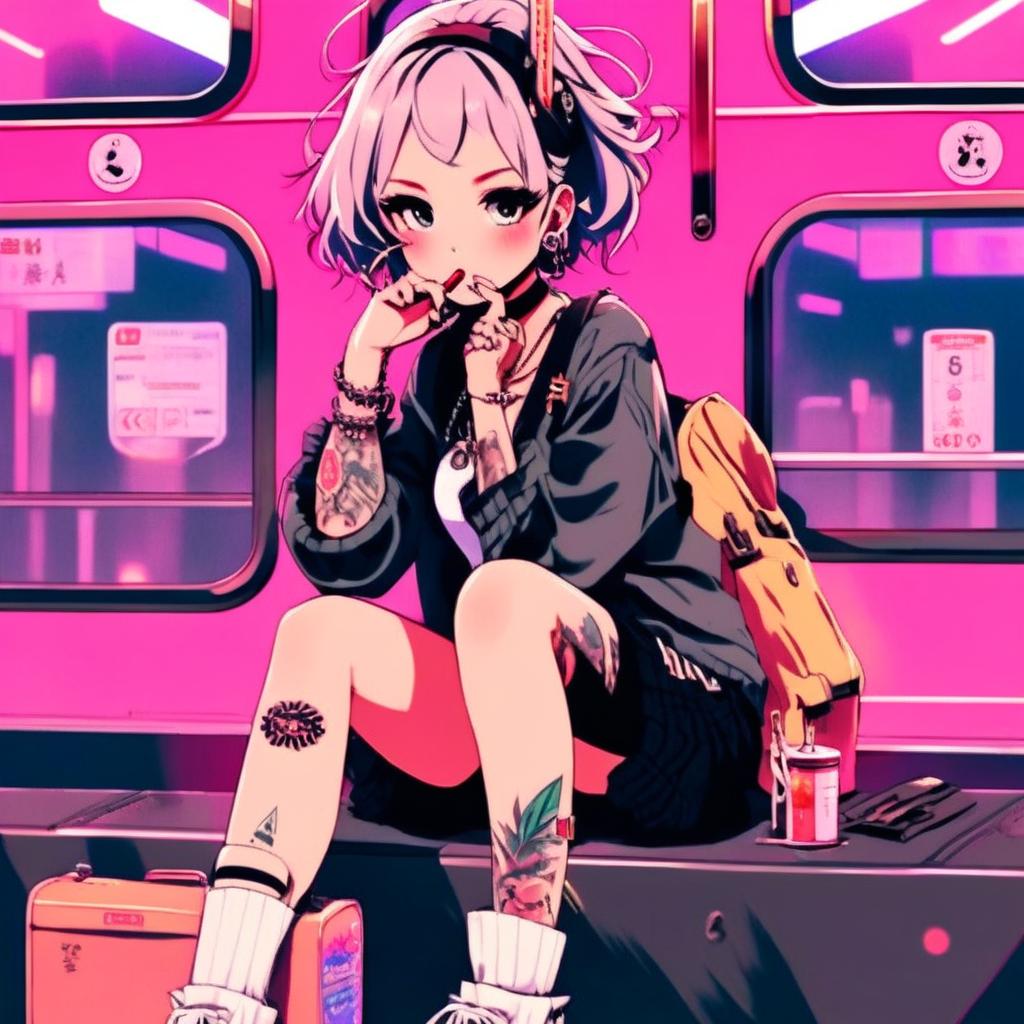 Neon Dreams: Anime Grunge Girls Rebel Journey