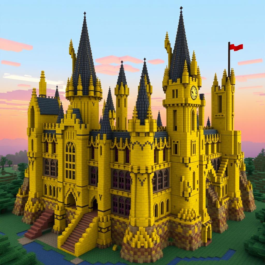 Yellow Hogwarts: A Minecraft Masterpiece