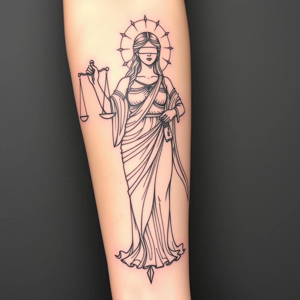 The Goddess of Justice: Themis Tattoo Design