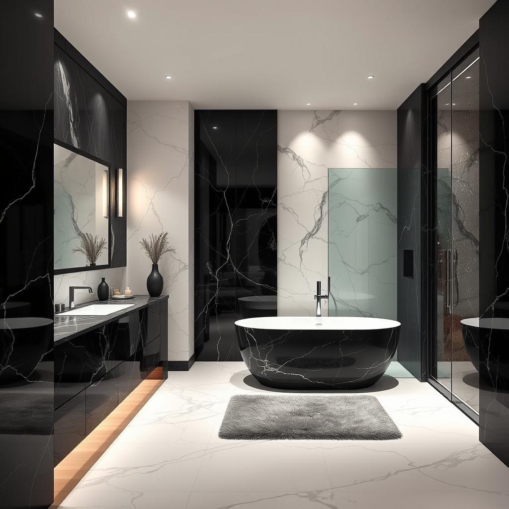 Luxurious Bathroom Design: Black Marble Sophistication