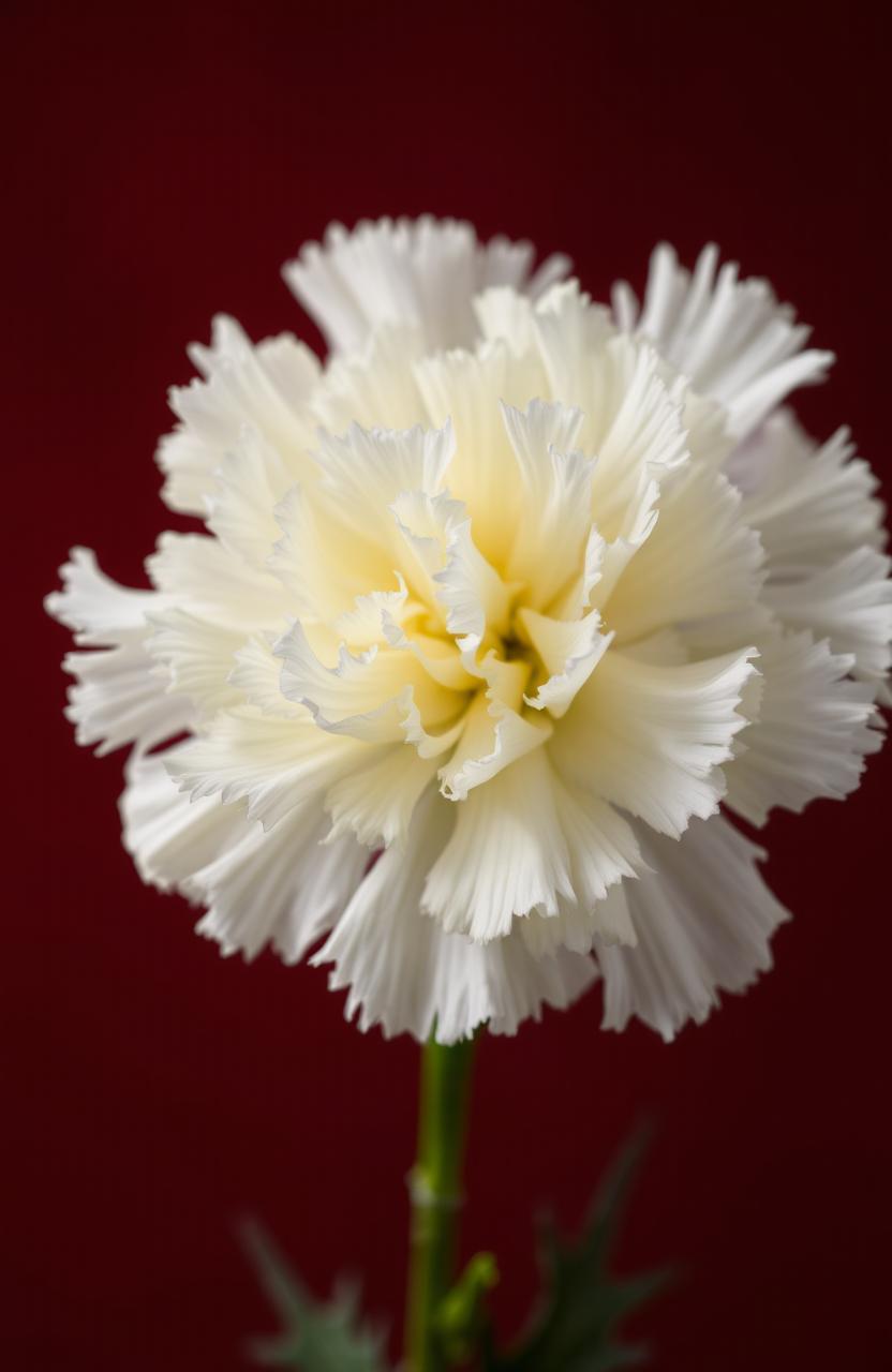 Ethereal Bloom: A Single White Carnation
