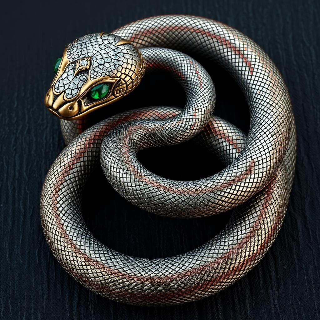 Electrifying Elegance: Hyper-Realistic Metallic Snake