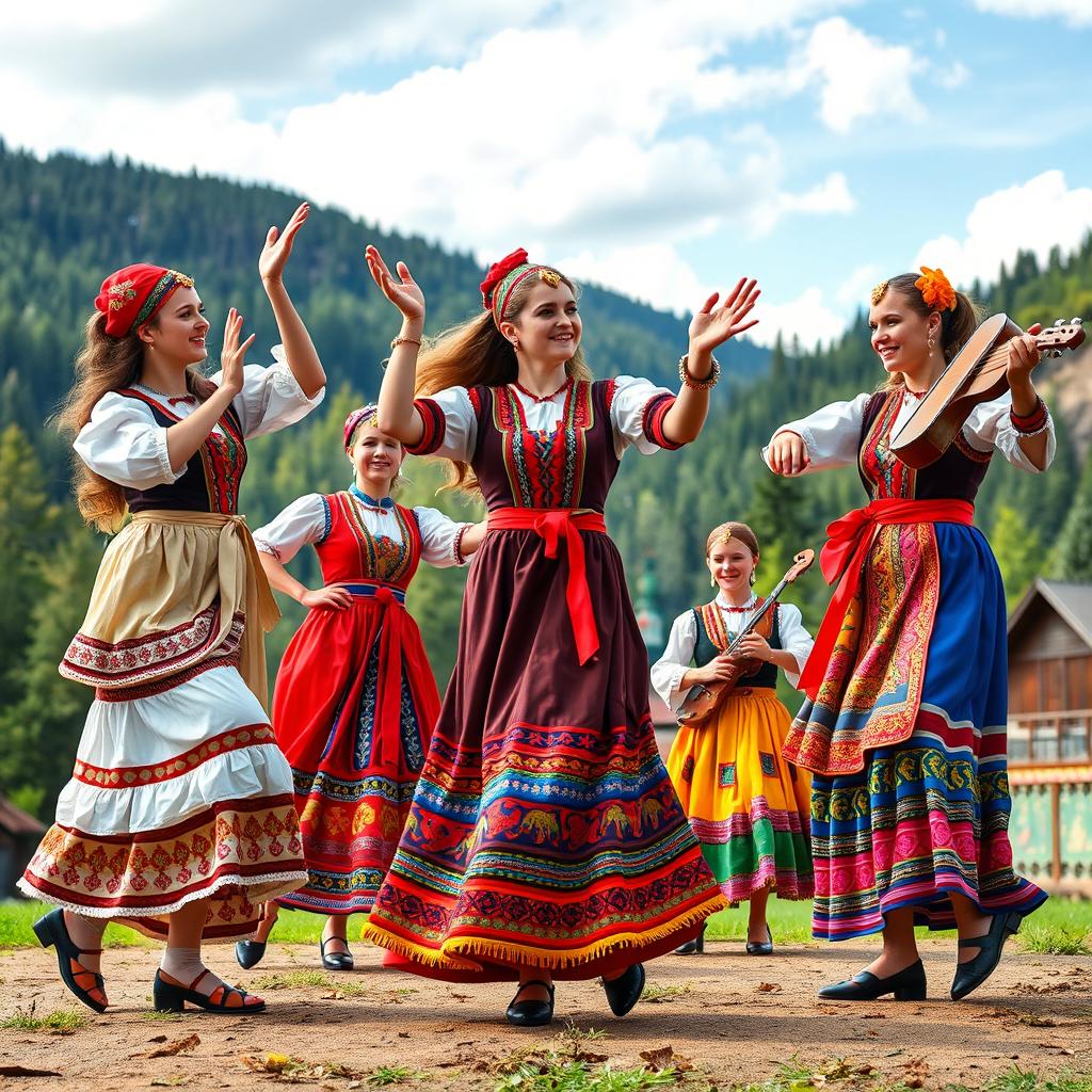 Traditional Russian Folk Dance in Vibrant Colors