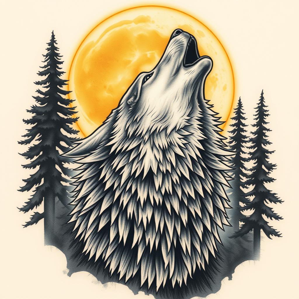 Authentic Howling Wolf Tattoo Design