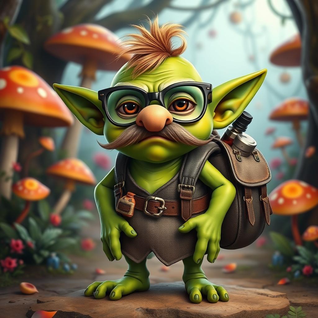 Adorable Goblin with Oversized Glasses