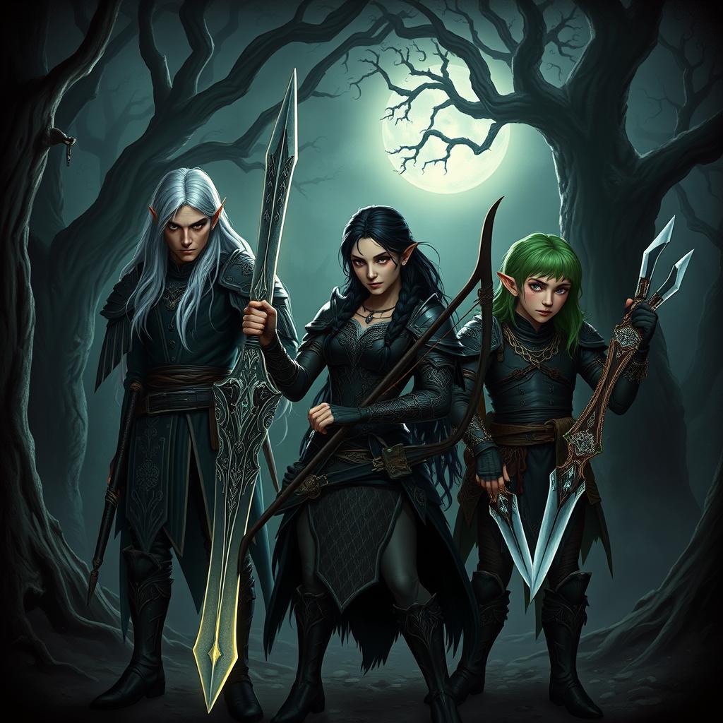 Three Enigmatic Elves in a Mystical Forest