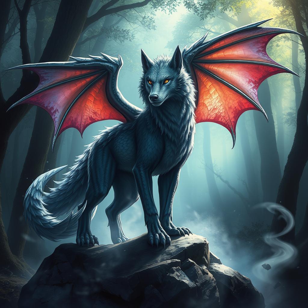 Majestic Dragon-Wolf Hybrid