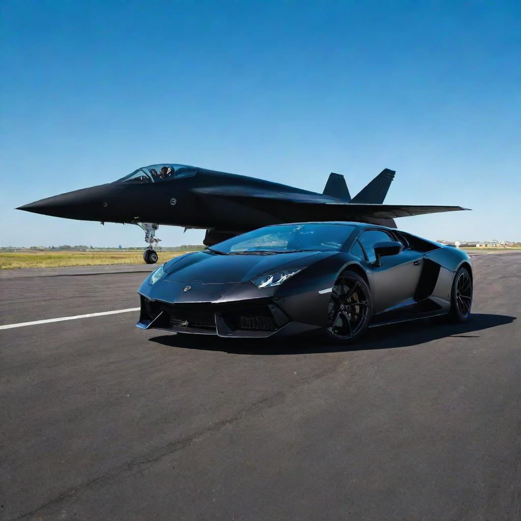 Supercar Meets Supremacy: Lamborghini & Fighter Jet
