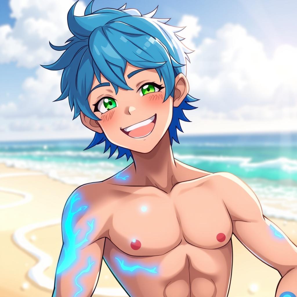 Vibrant Bliss: Cheerful Anime Boy