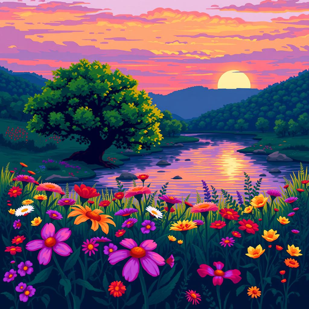 Dive into a Pixel Paradise: Enchanting Art Landscape