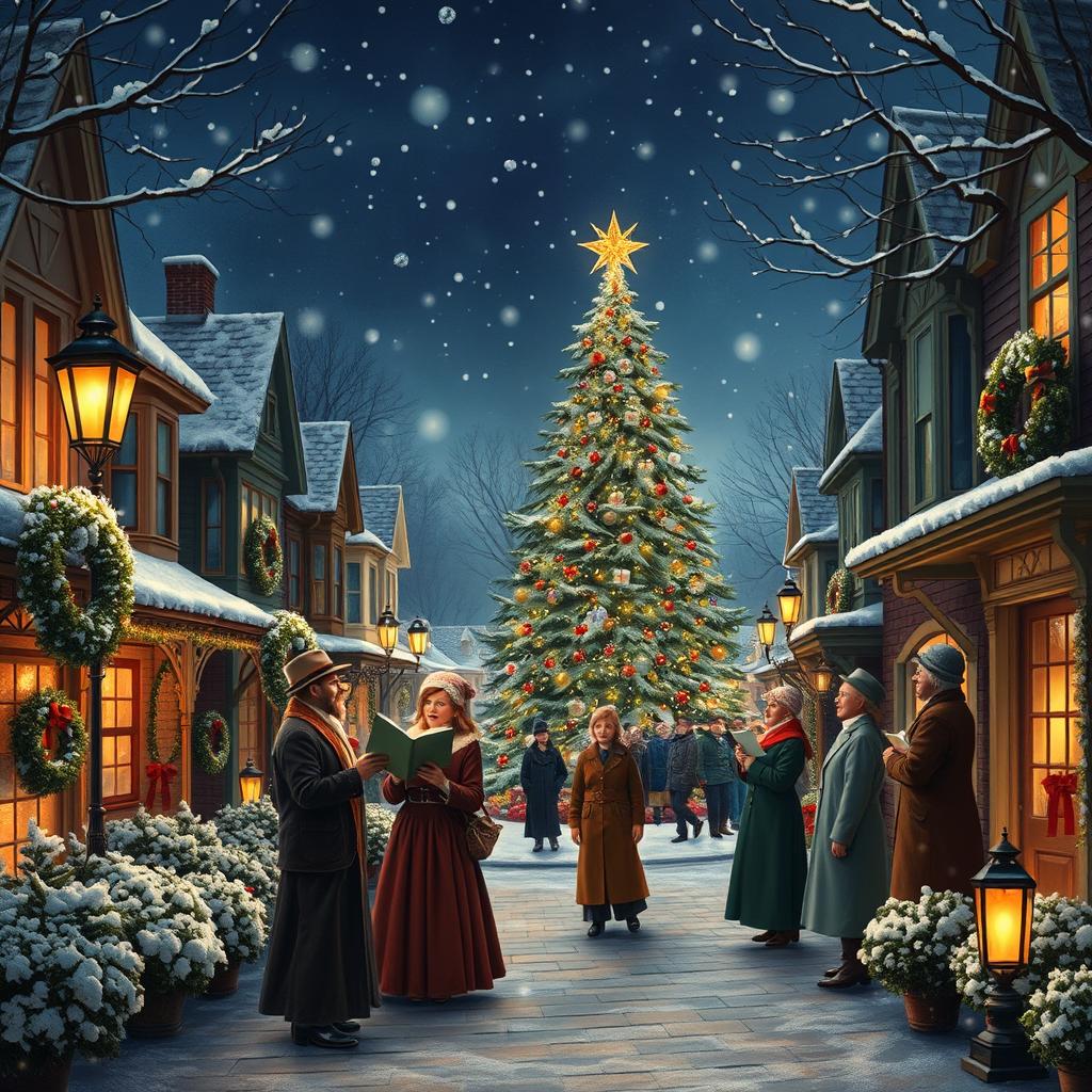 Victorian Winter Wonderland: A Festive Carol Scene