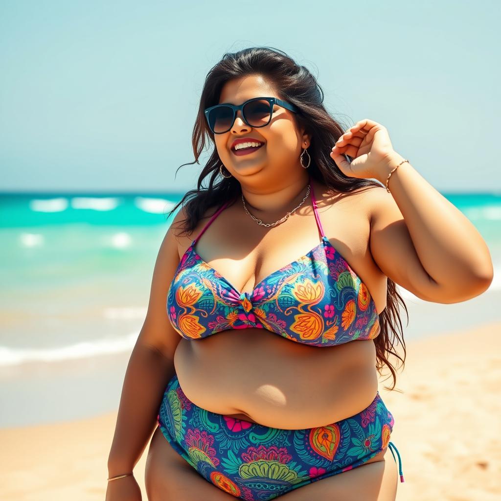 Sunny Beach Vibes: Confident Indian Auntie