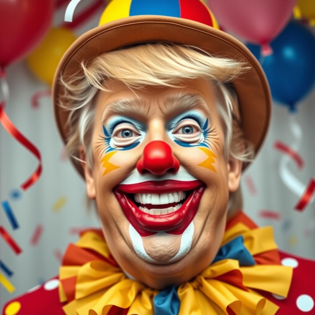 Whimsical Clown Trump: A Playful Portrait