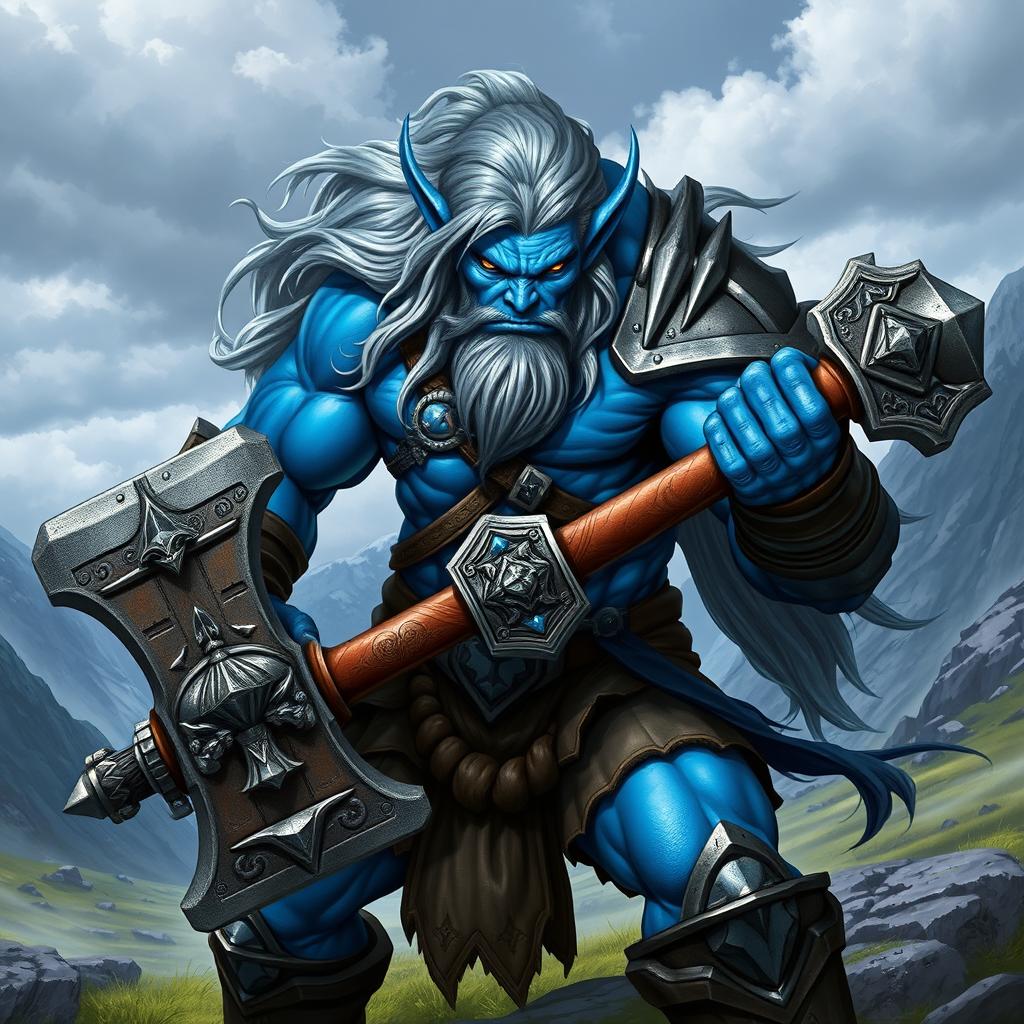 Mighty Blue Orc: Wielder of the War Hammer