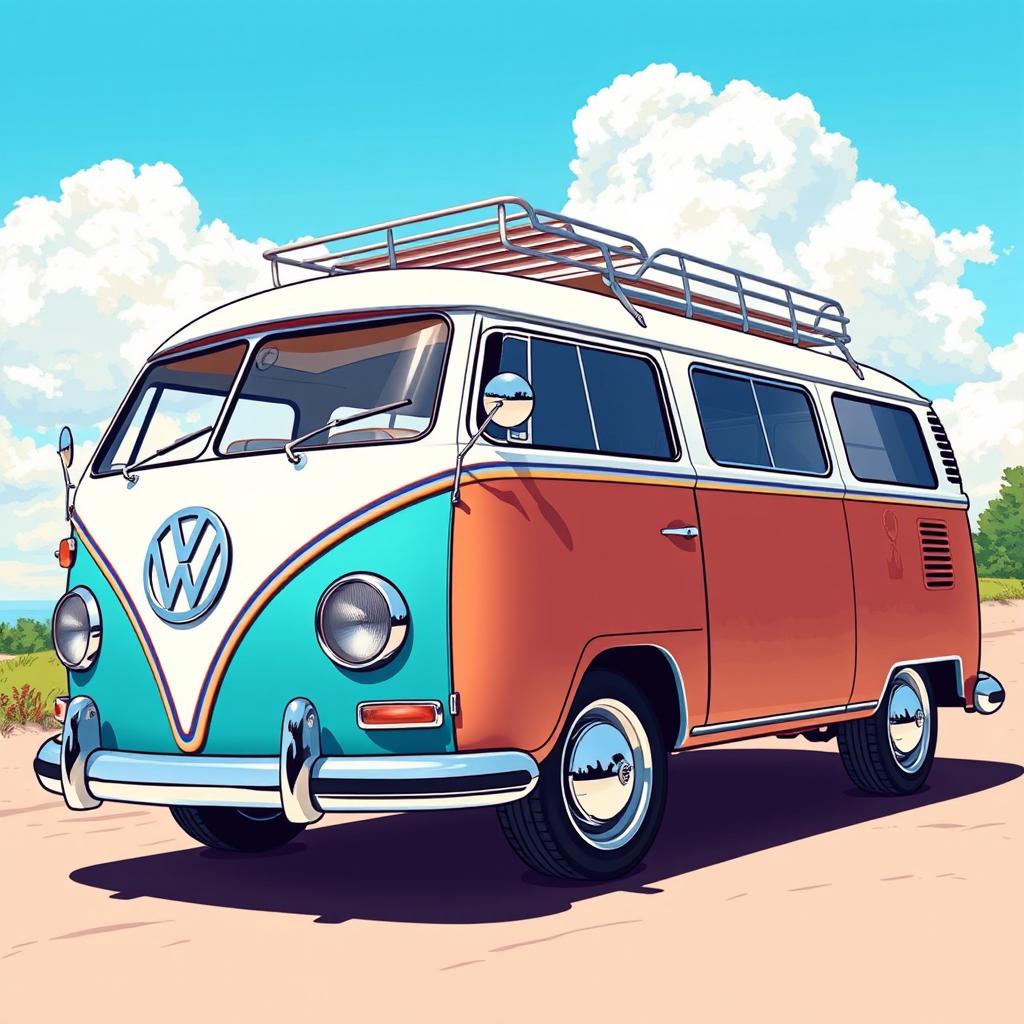 Classic 2D Volkswagen Combi Van Illustration