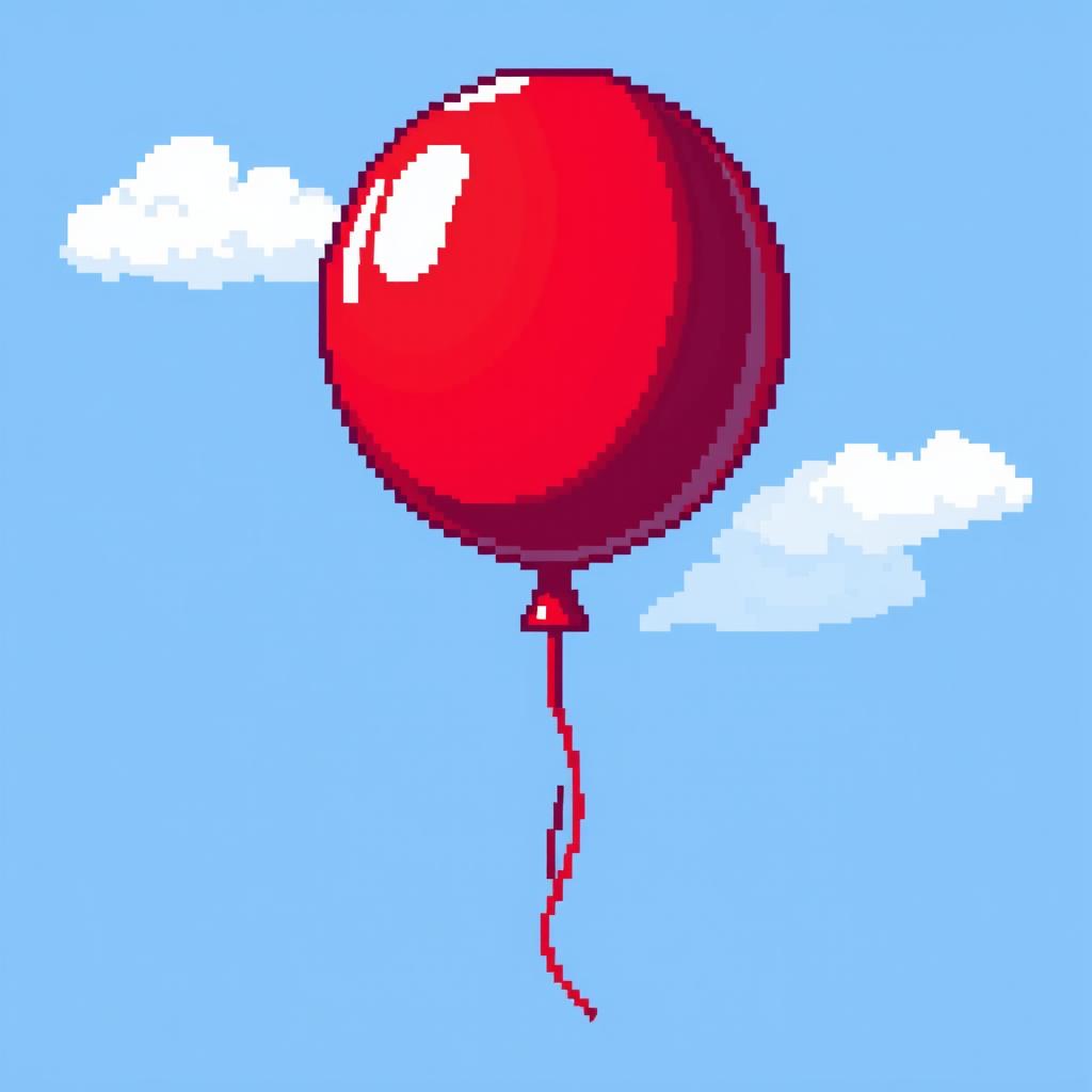 Pop of Color: Pixel Art Red Balloon