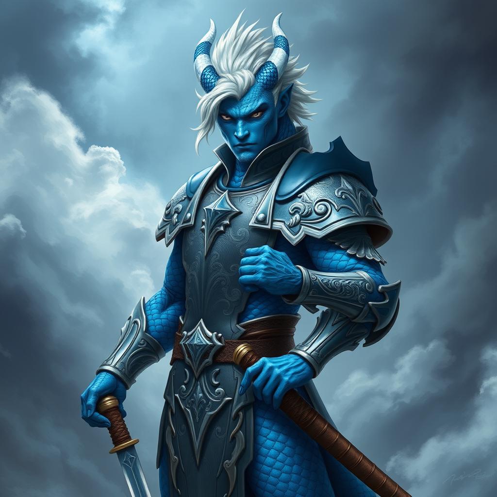 Noble Blue Dragonborn Paladin